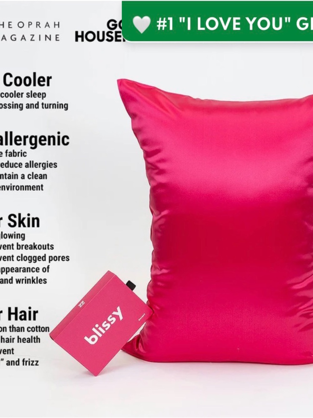 BLISSY Solid hot pink satin Decorative Pillow Cover - Picture 2 of 3